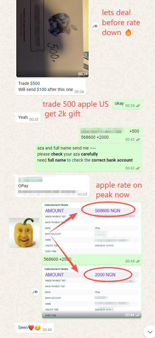 Successful gift card trade payout proof